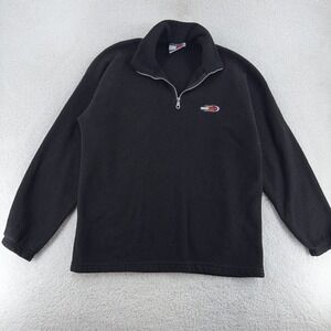 Vintage Tommy Hilfiger Fleece Quarter Zip Sweater Mens XL Pullover Black Classic